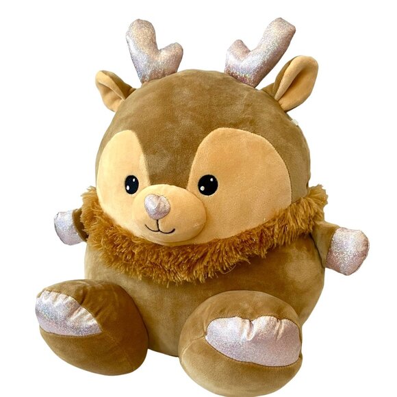 NEW Large Animal Adventure Squeeze w/Love XTRA PUFF Reindeer Glittery Plush-15" - Picture 2 of 16